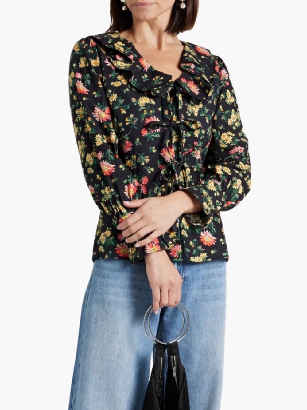 NWT Batsheva x Laura Ashley Nia Ruffled Floral-print Cotton-poplin Top‎ sz 0